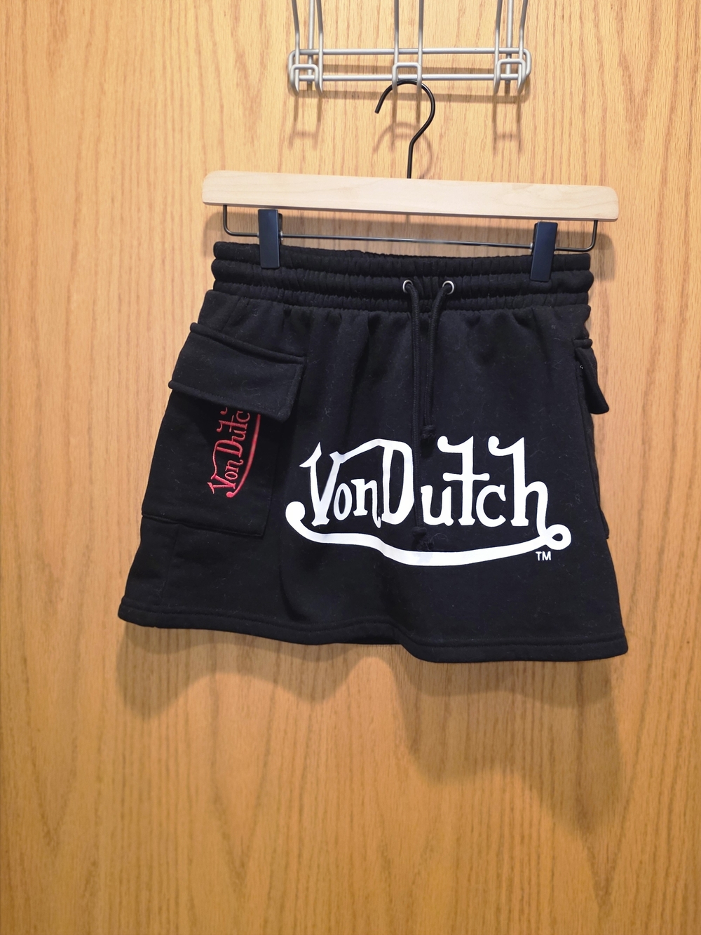 Y2k Von Dutch Black Logo Skirt with Red Accent